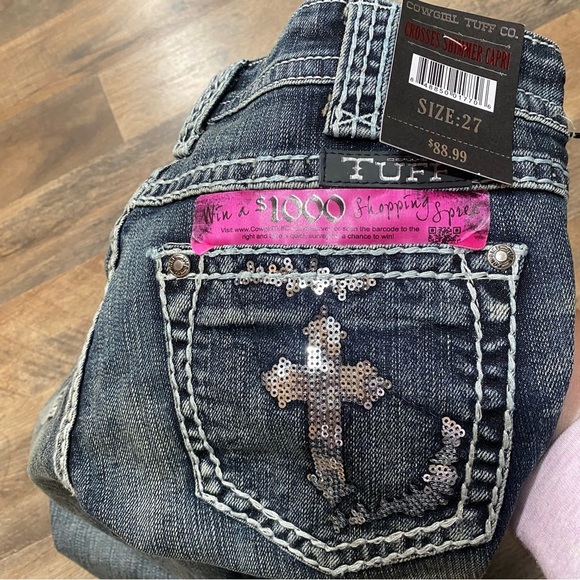 Cowgirl Tuff Crosses Shimmer Capri NWT - Picture 8 of 10